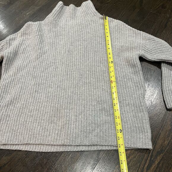 Naadam Wool Cashmere Turtleneck Sweater Women’s Small Gray Ribbed Fisherman - Picture 4 of 5